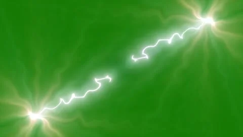 Fierce Lightning at Thunderstorm Dusk on Green Background, 4K Loop 動画素材 337651024