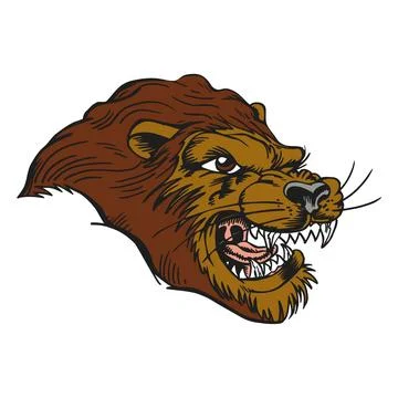 Fierce Lion Head Mascot - Aggressive Roaring Predator Stockillustratie