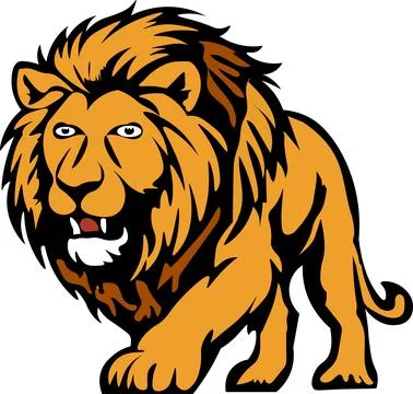 Fierce Lion Roaring Vector Illustration Stock Illustration