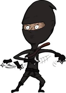 Fierce Ninja Throws Shuriken Stock Illustration