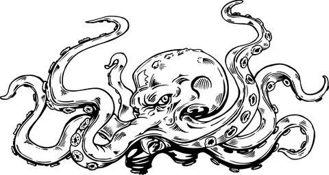 Fierce Octopus Illustration Stock Illustration