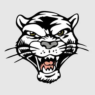 Fierce Panther Head Mascot, Aggressive Big Cat Roaring 스톡 일러스트