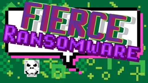 Fierce Ransomware. Pixelated word with geometric graphic background. Vector.. Stock Illustration
