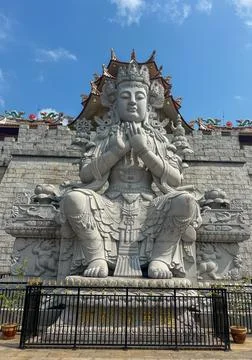 Fierce Stone Guardian Deity Statue at Traditional Chinese Buddhist Temple Stock Photos