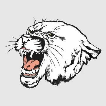 Fierce Tiger Head Roaring, Aggressive Feline Mascot, Wildlife Art Stock Illustration