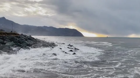 The fierce waves beating the coast in the Black Sea Stock Footage 171553591