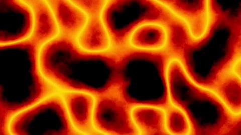 Fiery Abstract Art: Glowing Orange and Red Lava-like Patterns on Black Back.. Stock Footage 309178677