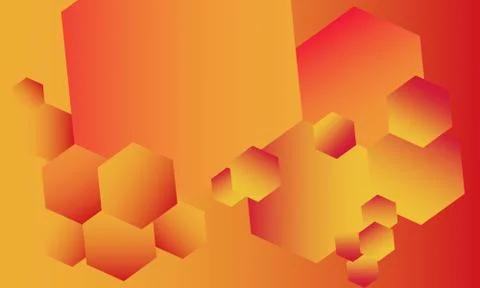 Fiery abstract background full of various hexagons Stock Illustration