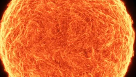 Fiery abstract celestial body render with dynamic surface texture against dark イラスト素材
