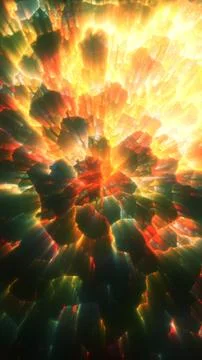 Fiery abstract crystal burst with orange and yellow light refractions, crea.. Stock Illustration