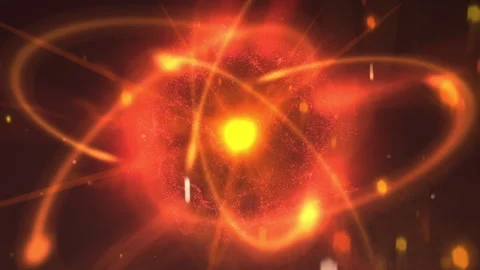 Fiery Abstract Energy Orb With Atomic Nucleus Glow and Plasma Particle Trails Stock Footage 330465909