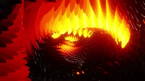 Fiery Abstract Geometric Tunnel Motion VJ Loop Animation. Looped 3D rendering Stock Footage 341315593
