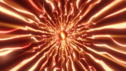 Fiery abstract plasma vortex with glowing orange cracks and intense radial .. Stock Footage 335631654