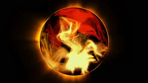 Fiery abstract Sphere on black Stock Footage 91814621