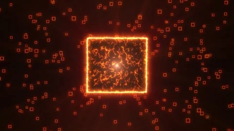 Fiery abstract square futuristic and background animation. Stock Footage 308114420