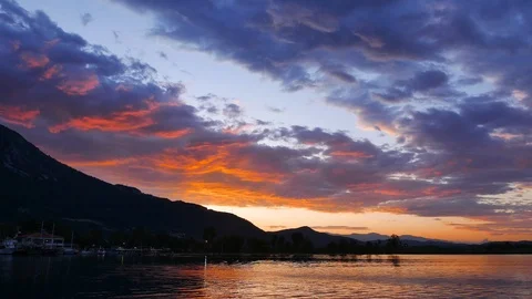 Fiery Aegean Sunrise in the Spring (Partial Time Lapse) Stock Footage 90842659