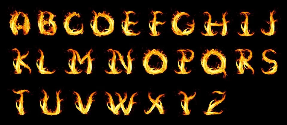 Fiery alphabet Stock Illustration