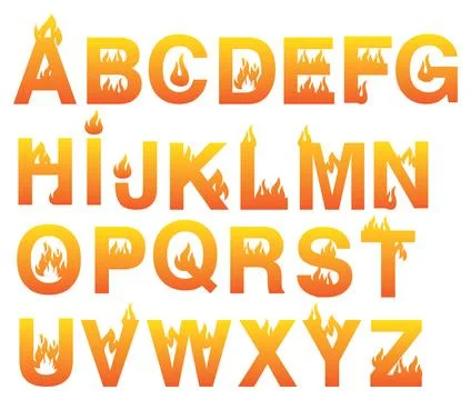 Fiery Alphabets Vector Font Set Stock-Illustration