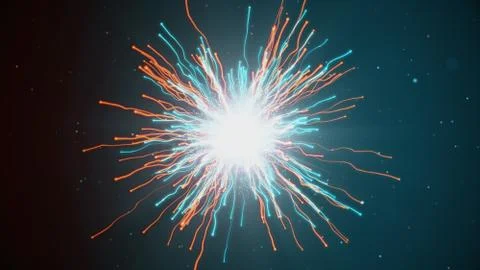 The fiery and icy particles collide in space 3d illustration Illustrazione stock