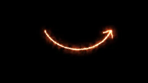 Fiery Arrow Animation Tracing Upward Curved Path on Black Stock Footage 320095141