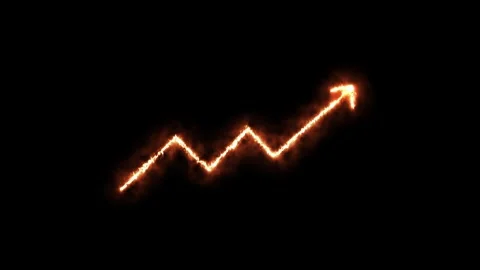 Fiery Arrow Growth Chart Animation on Black Background Stock Footage 321121857