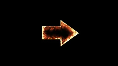 A fiery arrow points to the right on a black background. Use the blend modes to Stock Footage 309471381