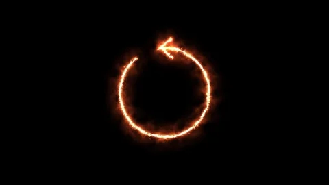 Fiery Arrow Rotating in Circular Motion on Black Background Stock Footage 320095125