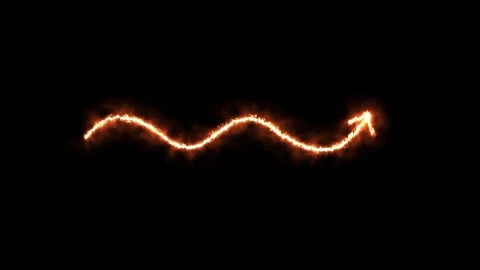 Fiery Arrow Traces Sine Wave Path on Black Background Stock Footage 320095260