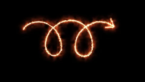Fiery Arrow Tracing Spiraling Path on Black Background Stock Footage 318773514