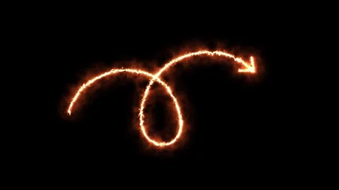 Fiery Arrow Tracing Spiraling Path on Black Background Stock Footage 321121961