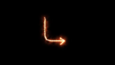 Fiery Arrow Turns Right on Black Background Animation Stock Footage 318773537