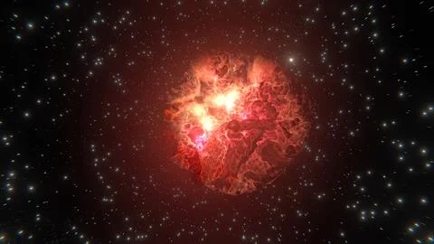 Fiery Asteroid with fire blazing through the dark expanse of space, surroun.. Stock Illustration