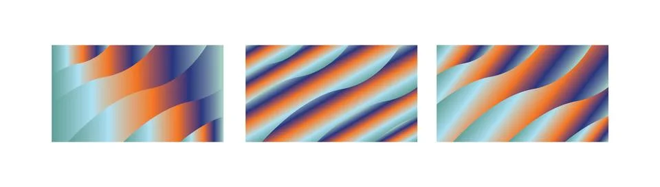 Fiery Azure Gradient Wave Backgrounds Bundle with Blue Orange and Purple Fl.. Stock Illustration
