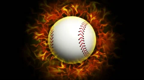 Fiery Baseball Ball, with Alpha Channel Video stock 44948767