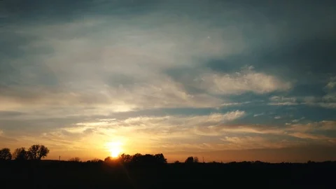 Fiery beautiful sunset, time lapse 4k Stock Footage 97669034