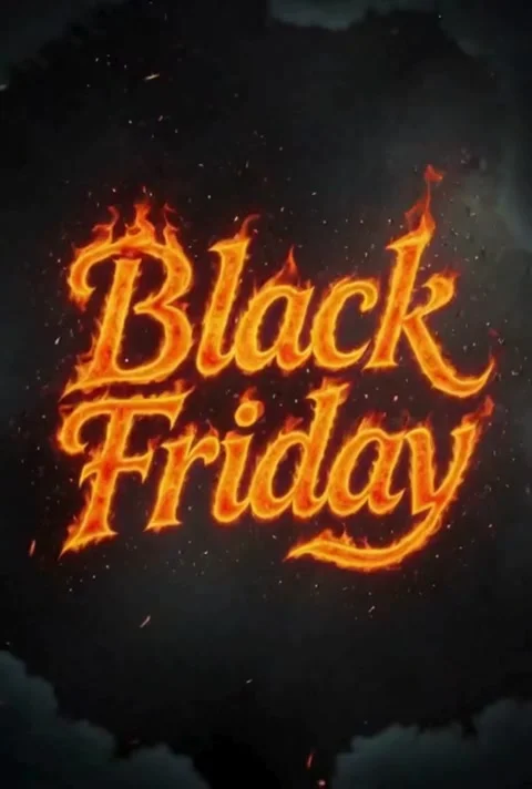 Fiery Black Friday Announcement Dynamic Motion Graphics Footage Sale Promo .. Stock Footage 320596598