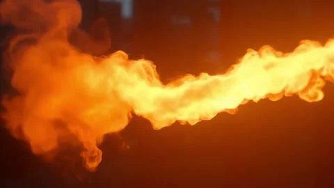 Fiery Blast, Slow Motion Flame Jet Visual Effects Background Stock Footage 302320991