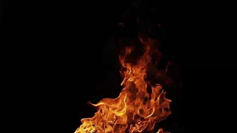 Fiery Blazing Fire Flames and Sparks Overlay On Black Stock Footage 340676150
