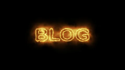 Fiery Blog Text Glowing on Black Background Digital Content Concept Stock Footage 338306489