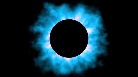 Fiery Blue Eclipse With Pitch Black Round Shape Planet Loop Stock Footage 243886143