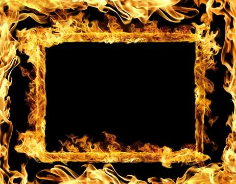 Fiery border frame with black background for creative design elements 库存插图