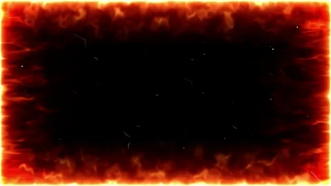 Fiery border frame with burning edges and vintage film texture overlay Video stock 337465033