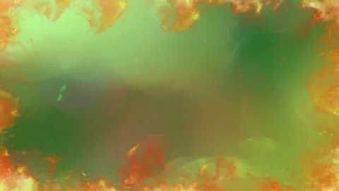 Fiery border frame over soft green blurred background abstract motion graphic 库存影片 345216969