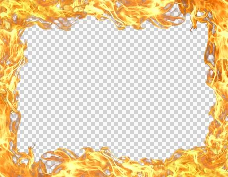 Fiery border frame with transparent background for creative design elements イラスト素材