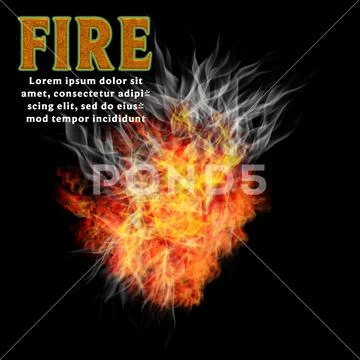 Fiery burning fire flame and sparks with glowing heat energy PSD Template