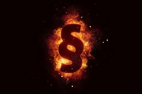 Fiery burning paragraph sign fire burn explode Stock Illustration