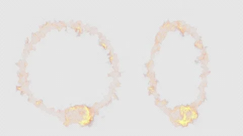 Fiery, burning rings on a transparent background Video stock 262543022