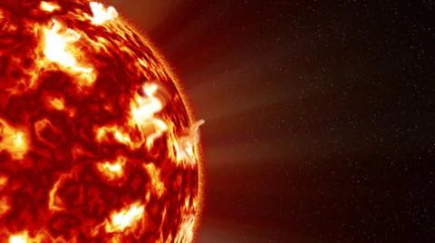 Fiery Burning Sun in Space Stock Illustration