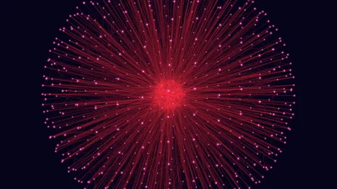 Fiery burst red firework exploding in the night sky Stock Footage 255972990