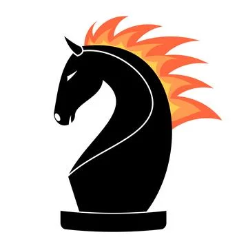 Fiery Chess Knight Vector Illustration Illustrazione stock